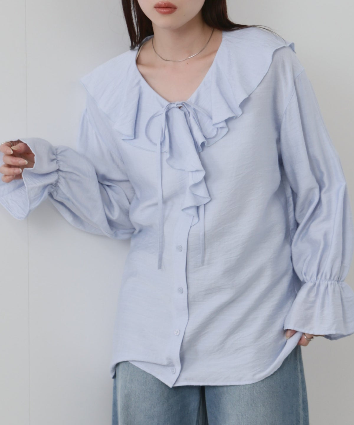 NAVY フリルブラウス レディース