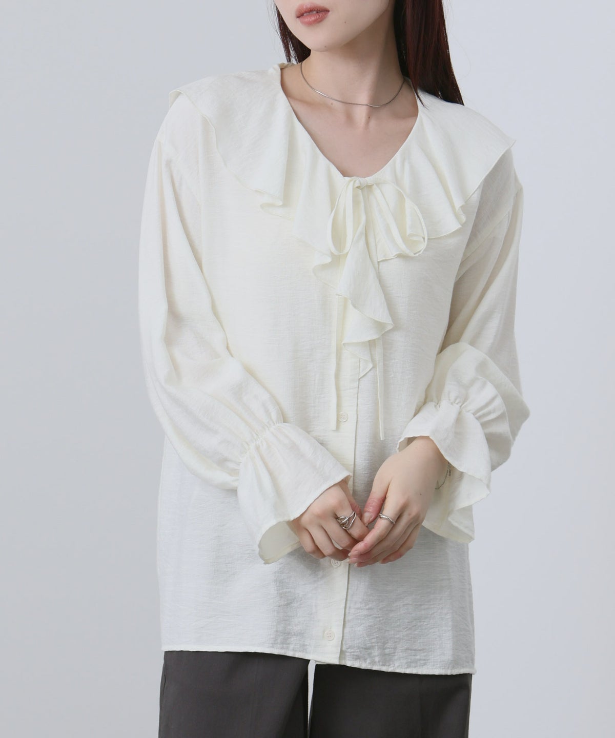 NAVY フリルブラウス レディース