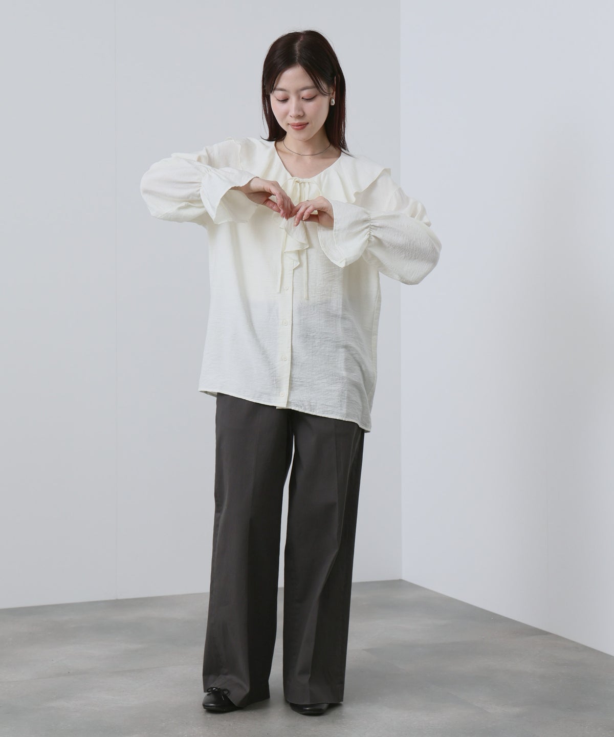 NAVY フリルブラウス レディース