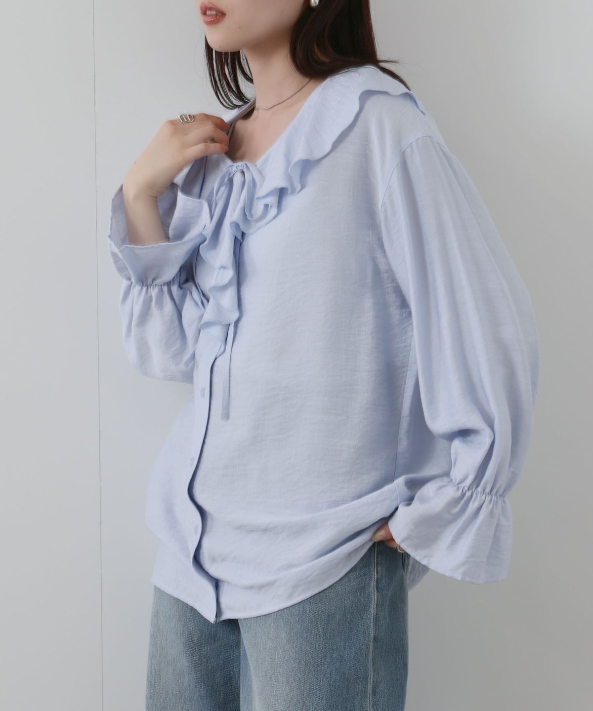 NAVY フリルブラウス レディース