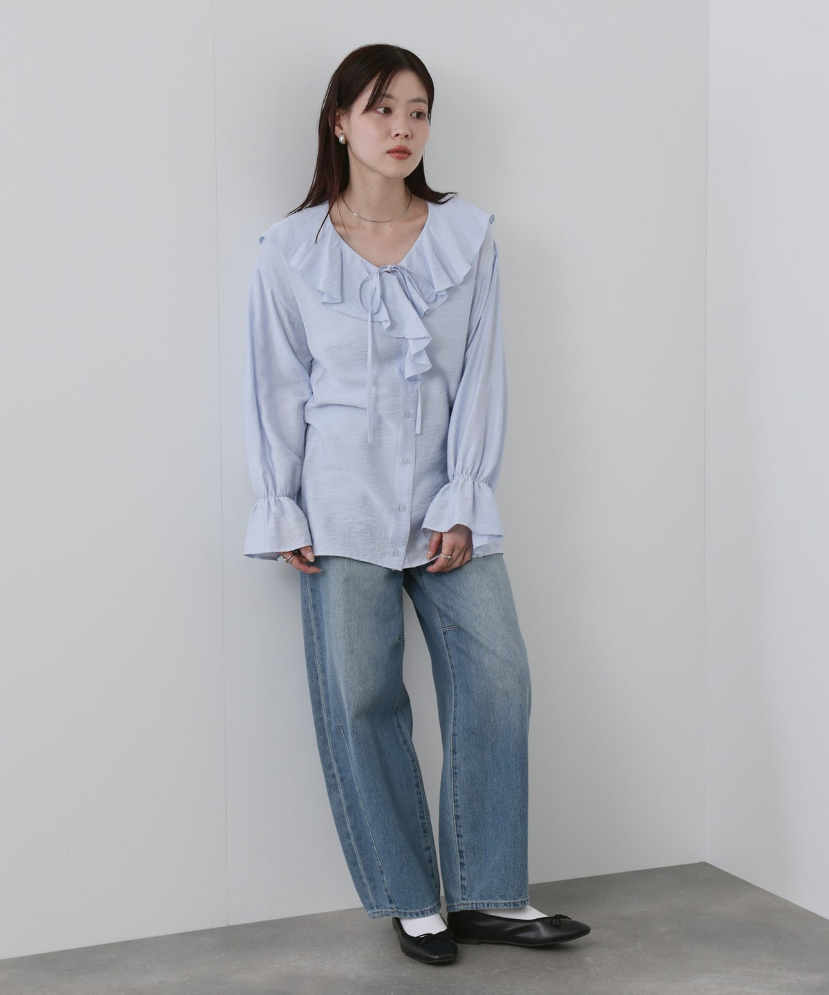 NAVY フリルブラウス レディース