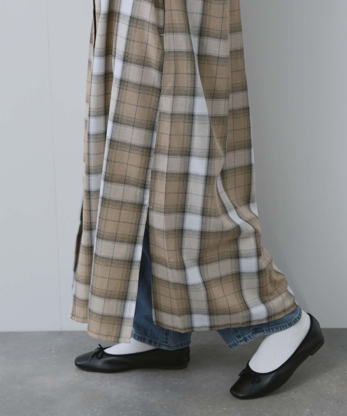 NAVY チェック柄シャツワンピース レディース