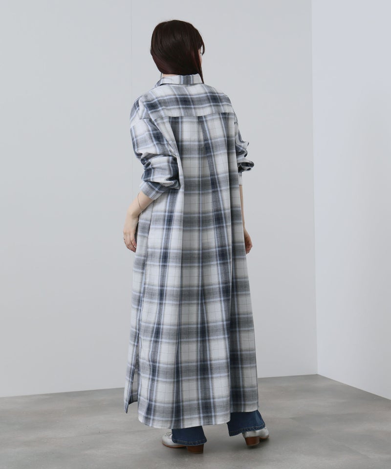 NAVY  チェック柄シャツワンピース レディース商品画像-12