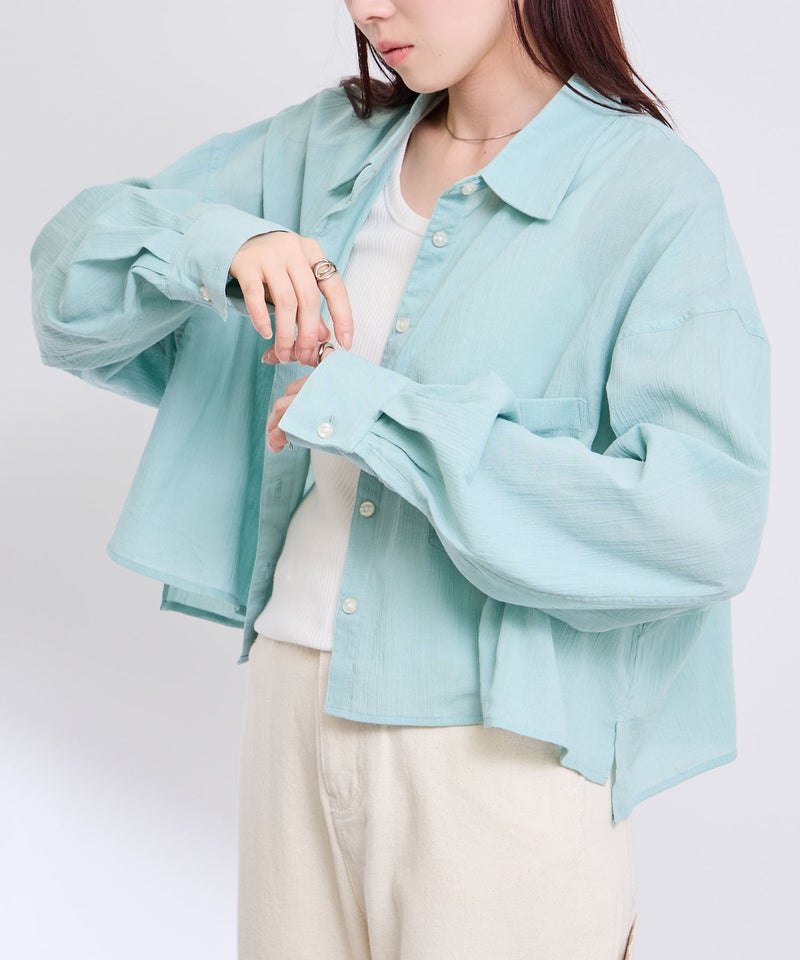 BEVERLY HILLS POLO CLUB 楊柳ショート丈長袖シャツ レディース商品画像-1