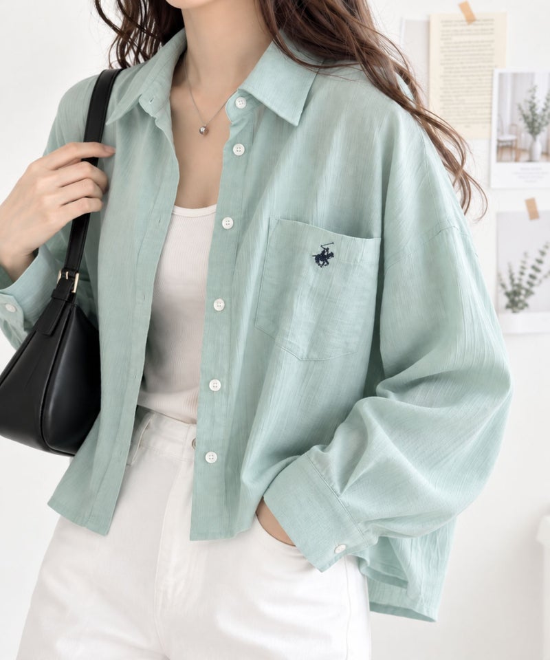 BEVERLY HILLS POLO CLUB 楊柳ショート丈長袖シャツ レディース商品画像-1