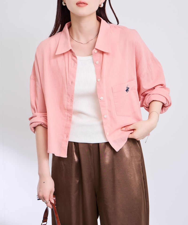 BEVERLY HILLS POLO CLUB  楊柳ショート丈長袖シャツ レディース商品画像-3