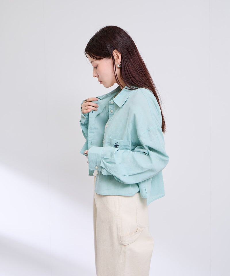 BEVERLY HILLS POLO CLUB 楊柳ショート丈長袖シャツ レディース商品画像-6