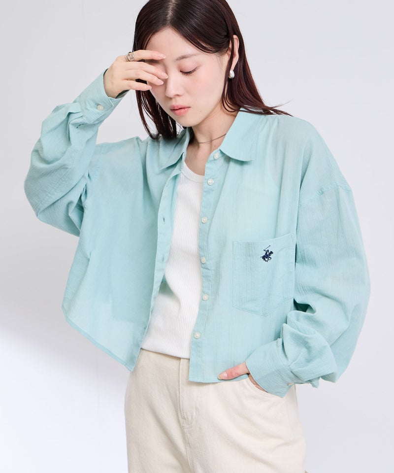 BEVERLY HILLS POLO CLUB 楊柳ショート丈長袖シャツ レディース商品画像-6