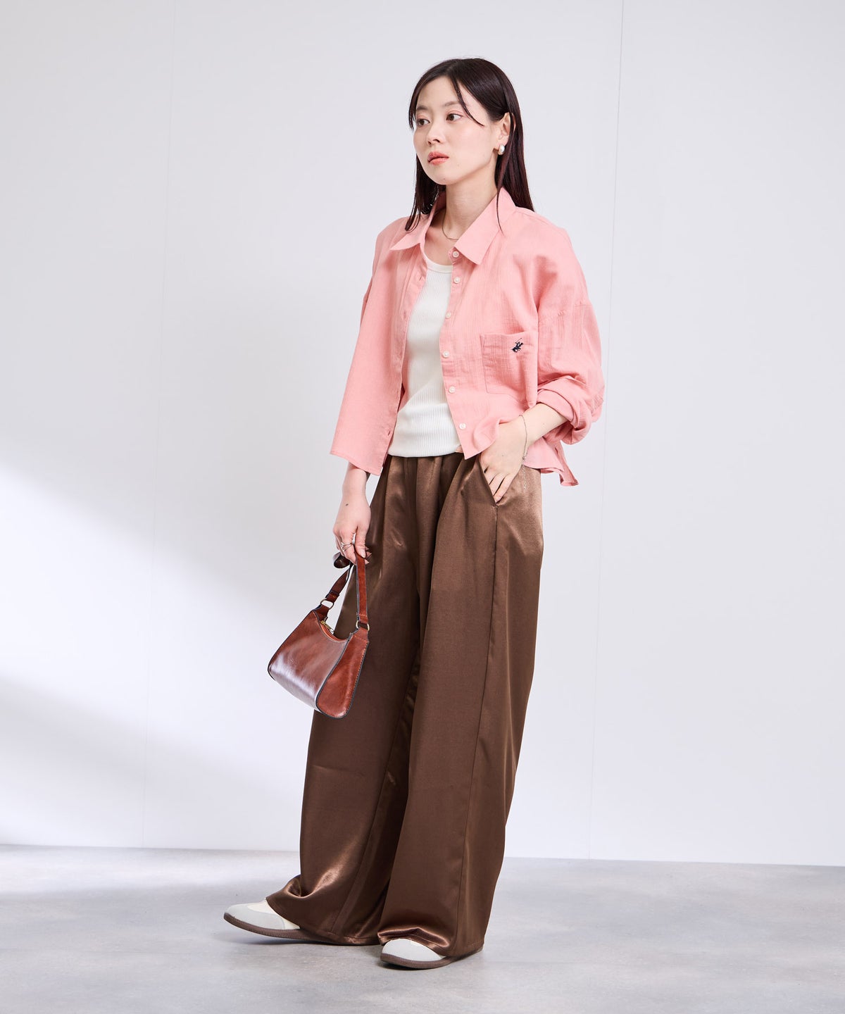 BEVERLY HILLS POLO CLUB 楊柳ショート丈長袖シャツ レディース