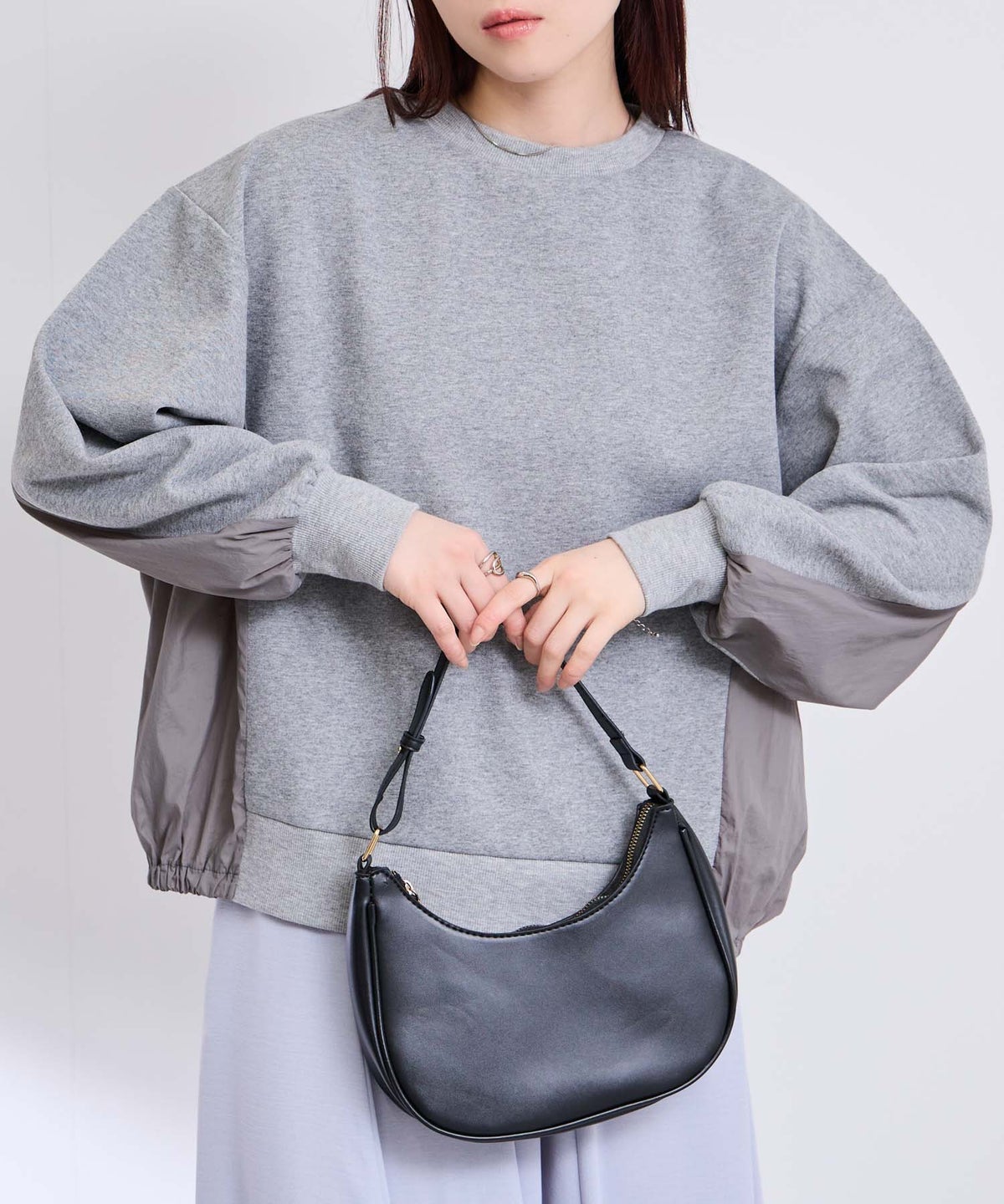 [期間限定価格]Free Nature トレーナー ナイロン布帛切替【1枚でサマになる♪】 レディース