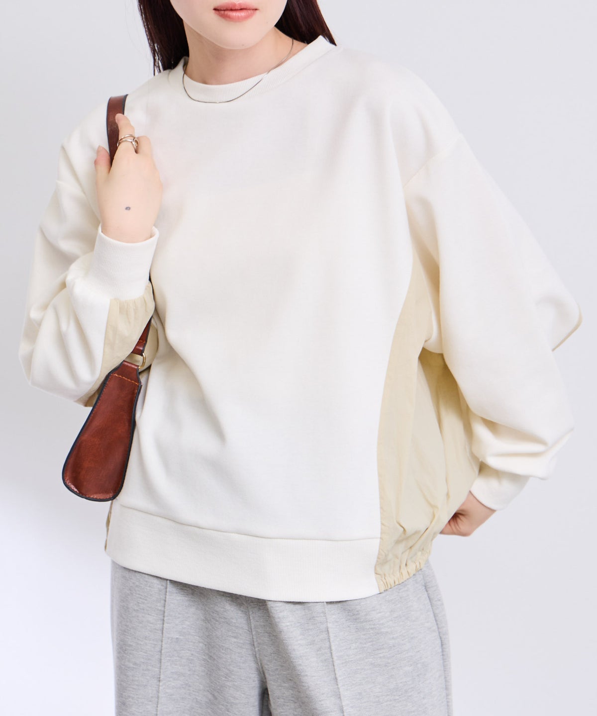 [期間限定価格]Free Nature トレーナー ナイロン布帛切替【1枚でサマになる♪】 レディース