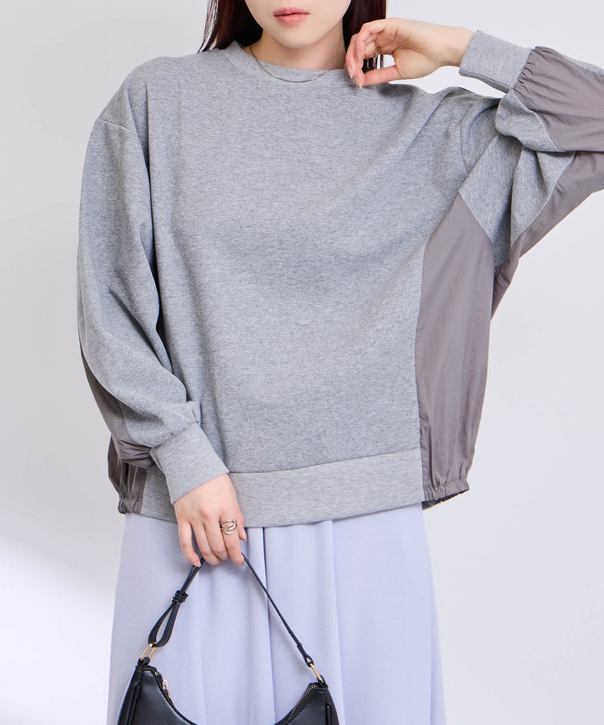 [期間限定価格]Free Nature トレーナー ナイロン布帛切替【1枚でサマになる♪】 レディース