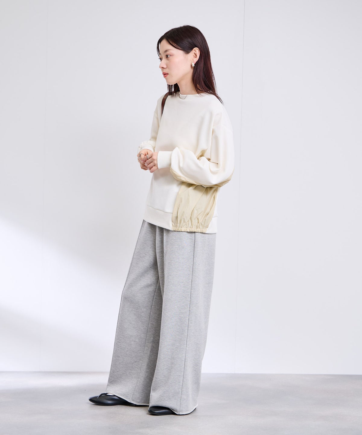 [期間限定価格]Free Nature トレーナー ナイロン布帛切替【1枚でサマになる♪】 レディース