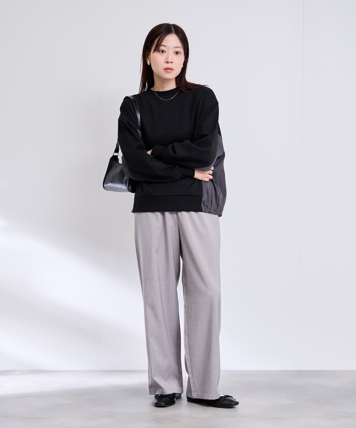 [期間限定価格]Free Nature トレーナー ナイロン布帛切替【1枚でサマになる♪】 レディース