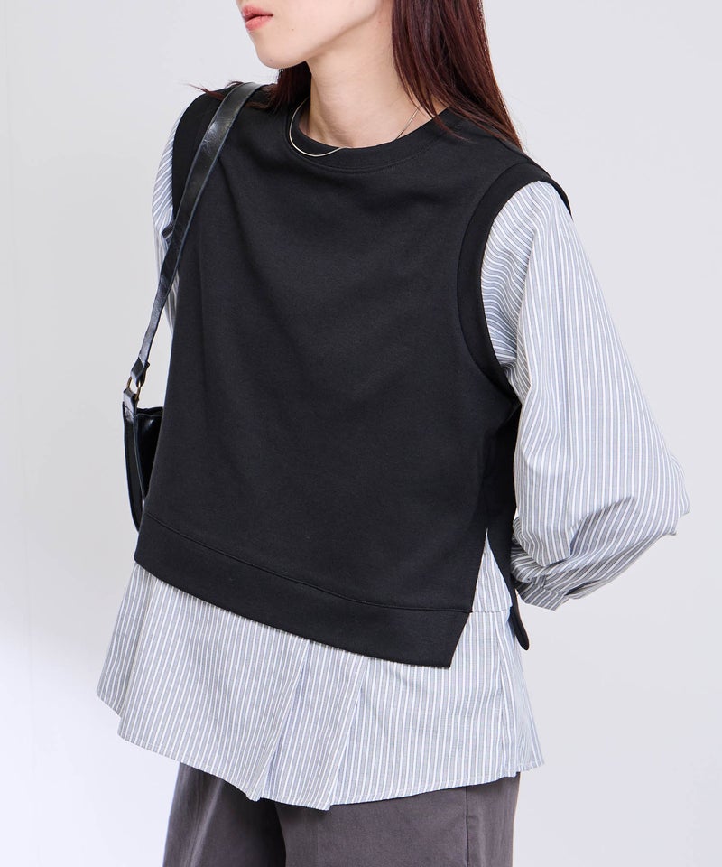 Free Nature レイヤード調プルオーバー 布帛切替【忙しい朝も可愛く決まる♪】 レディース商品画像-3