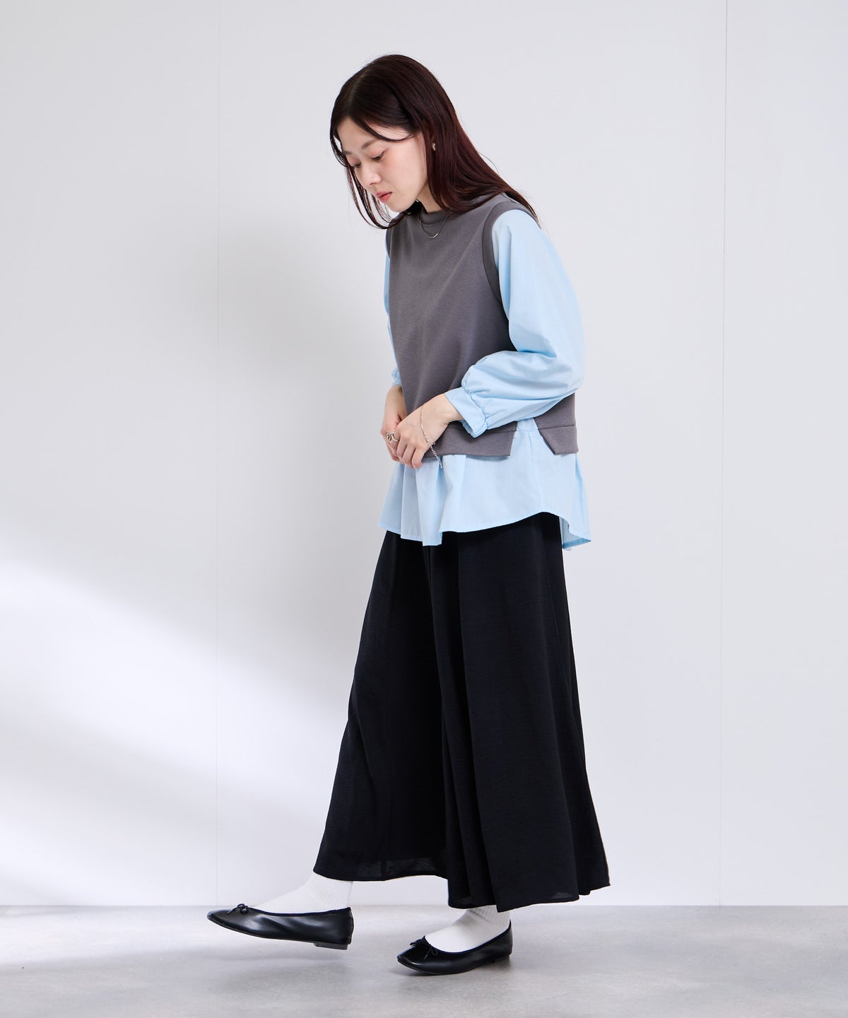 [期間限定価格]Free Nature レイヤード調プルオーバー 布帛切替【忙しい朝も可愛く決まる♪】 レディース