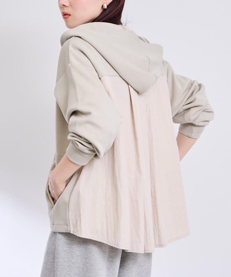 [期間限定価格]Free Nature  ジップパーカー バック布帛切り替え【後ろ姿まで抜かりなく♪】 レディース商品画像-2