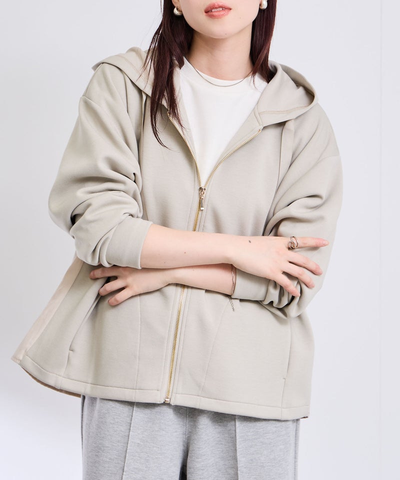 [期間限定価格]Free Nature  ジップパーカー バック布帛切り替え【後ろ姿まで抜かりなく♪】 レディース商品画像-7