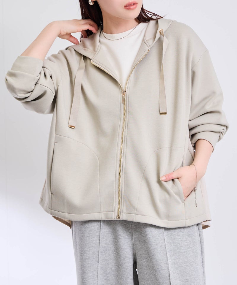 [期間限定価格]Free Nature  ジップパーカー バック布帛切り替え【後ろ姿まで抜かりなく♪】 レディース商品画像-8