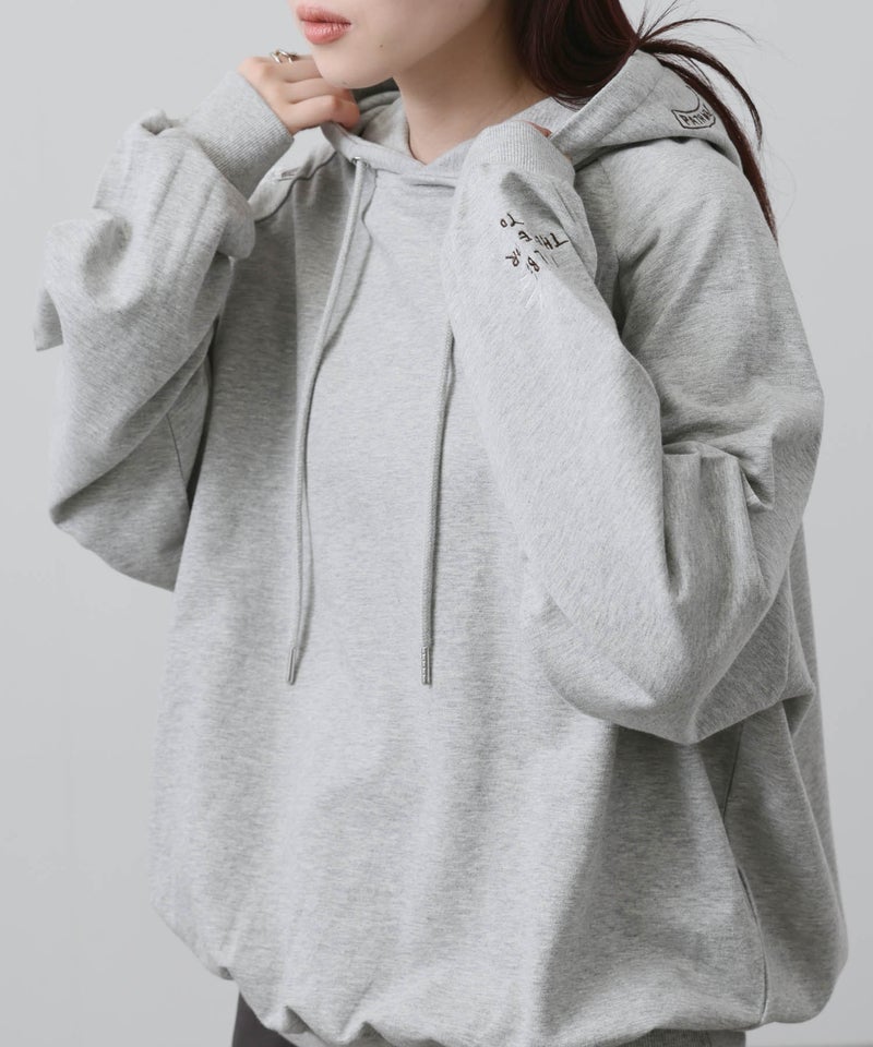 NAVY  プルオーバーパーカー 飛び刺繍 コットン ミニ裏毛 ラグラン レディース商品画像-6