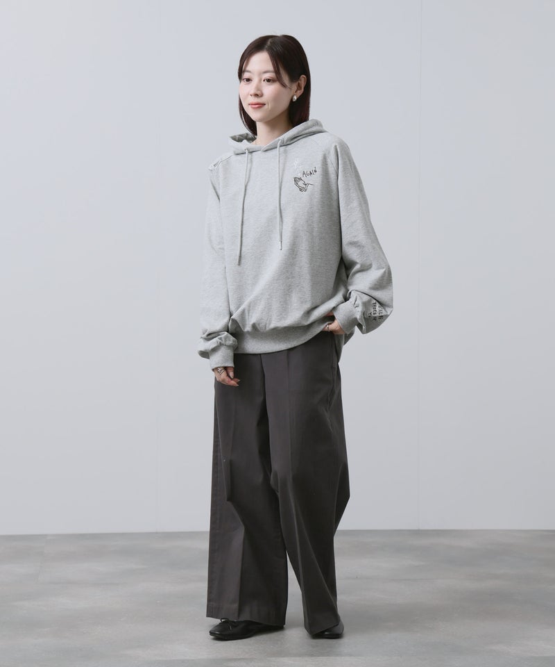 NAVY  プルオーバーパーカー 飛び刺繍 コットン ミニ裏毛 ラグラン レディース商品画像-9