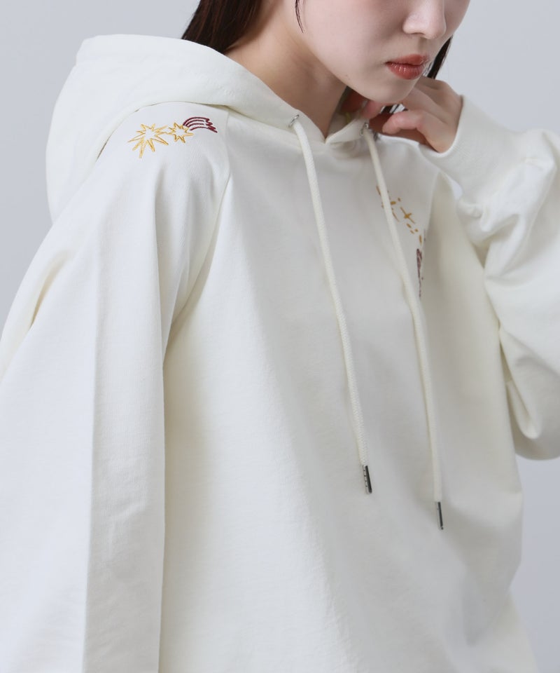 NAVY プルオーバーパーカー 飛び刺繍 コットン ミニ裏毛 ラグラン レディース商品画像-14