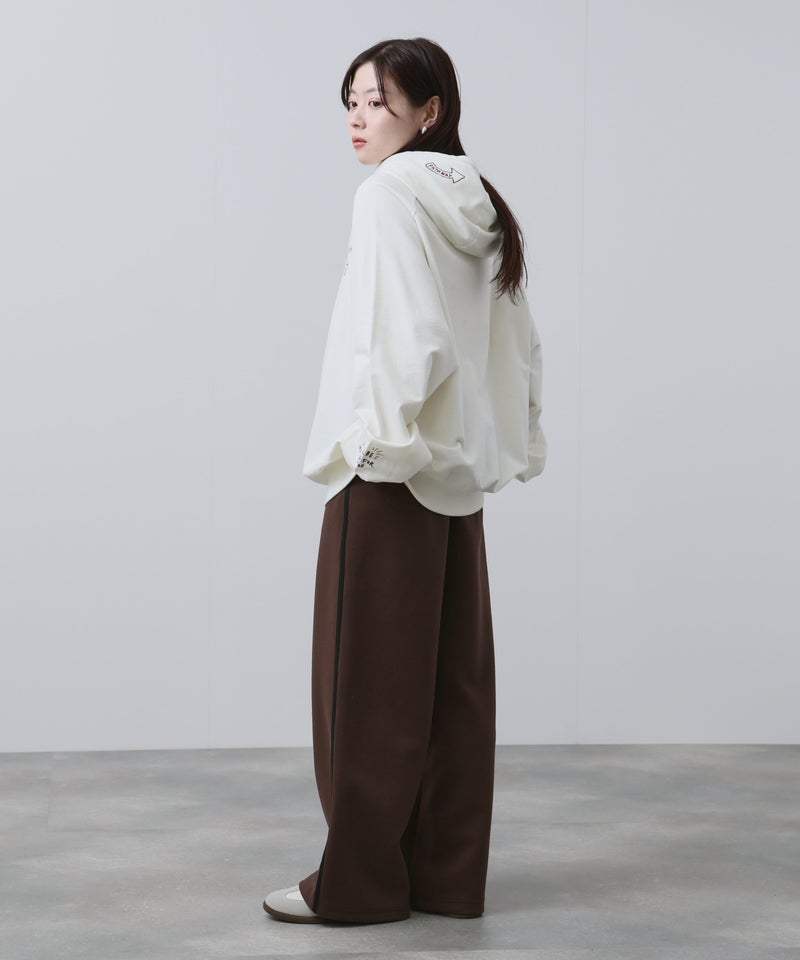 NAVY  プルオーバーパーカー 飛び刺繍 コットン ミニ裏毛 ラグラン レディース商品画像-16