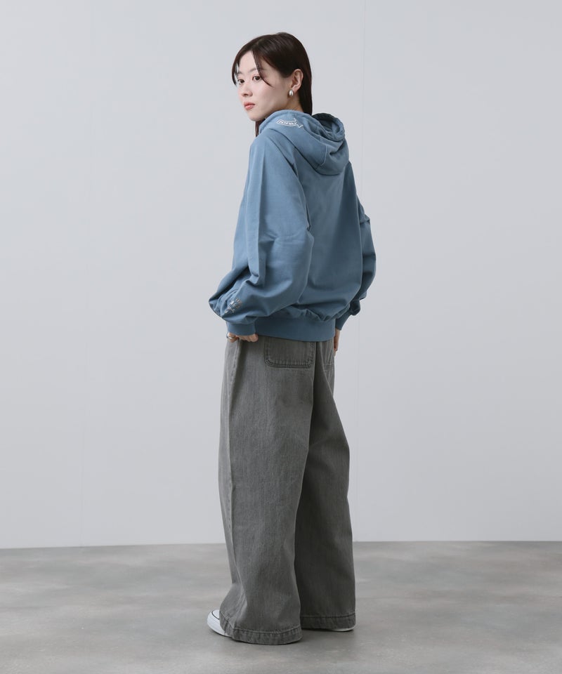 NAVY  プルオーバーパーカー 飛び刺繍 コットン ミニ裏毛 ラグラン レディース商品画像-27