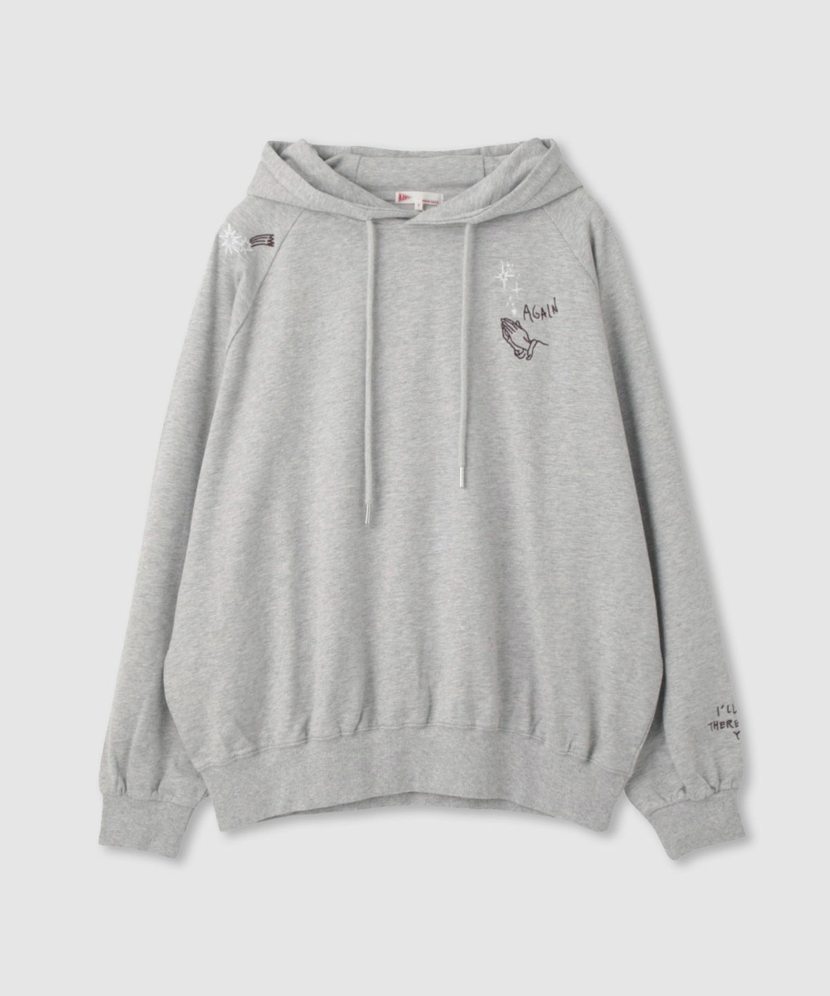 NAVY プルオーバーパーカー 飛び刺繍 コットン ミニ裏毛 ラグラン レディース