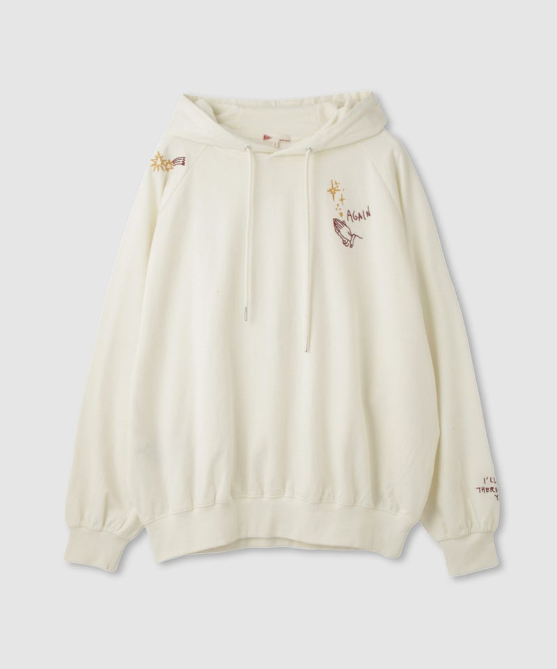 NAVY  プルオーバーパーカー 飛び刺繍 コットン ミニ裏毛 ラグラン レディース商品画像-29