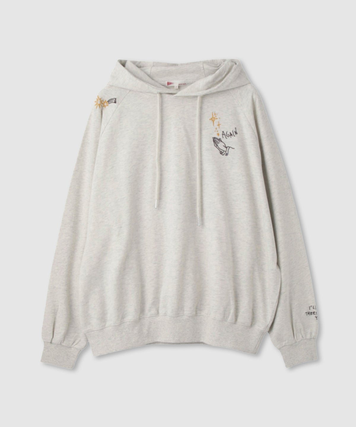 NAVY プルオーバーパーカー 飛び刺繍 コットン ミニ裏毛 ラグラン レディース