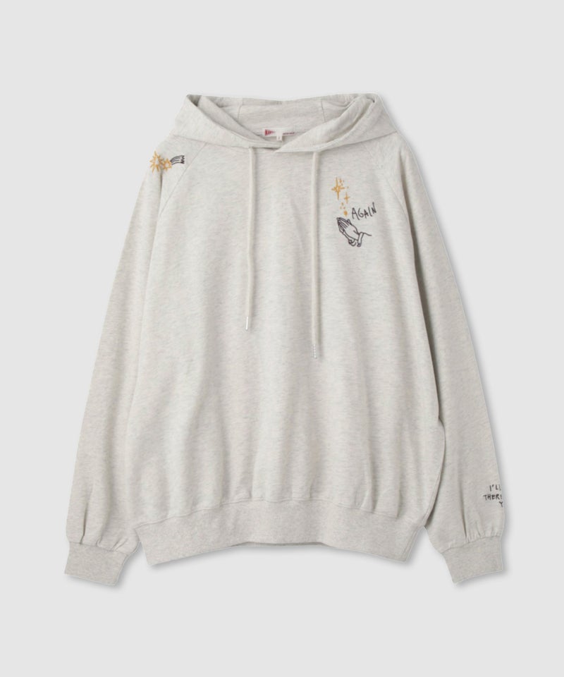 NAVY  プルオーバーパーカー 飛び刺繍 コットン ミニ裏毛 ラグラン レディース商品画像-30