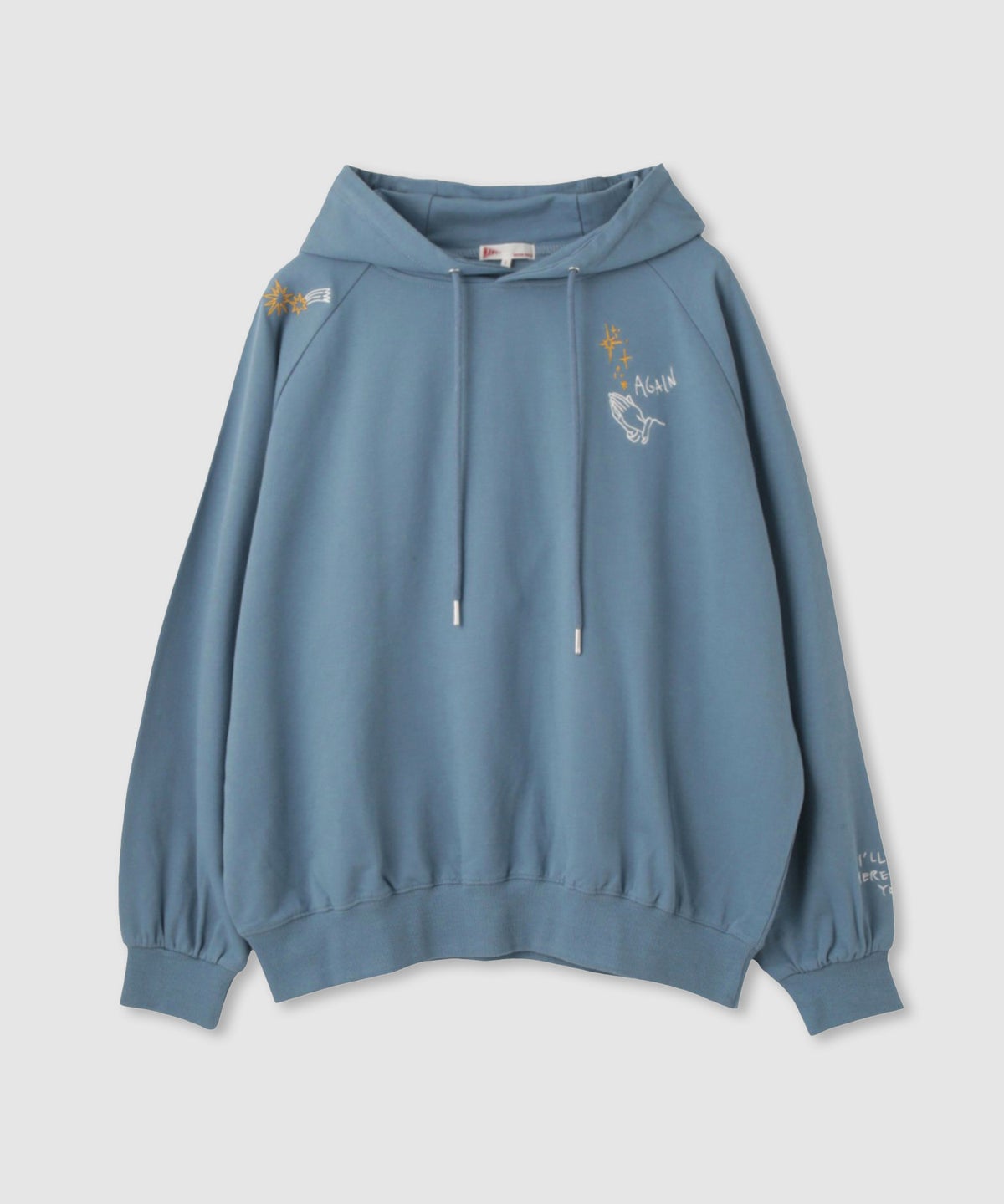 NAVY プルオーバーパーカー 飛び刺繍 コットン ミニ裏毛 ラグラン レディース