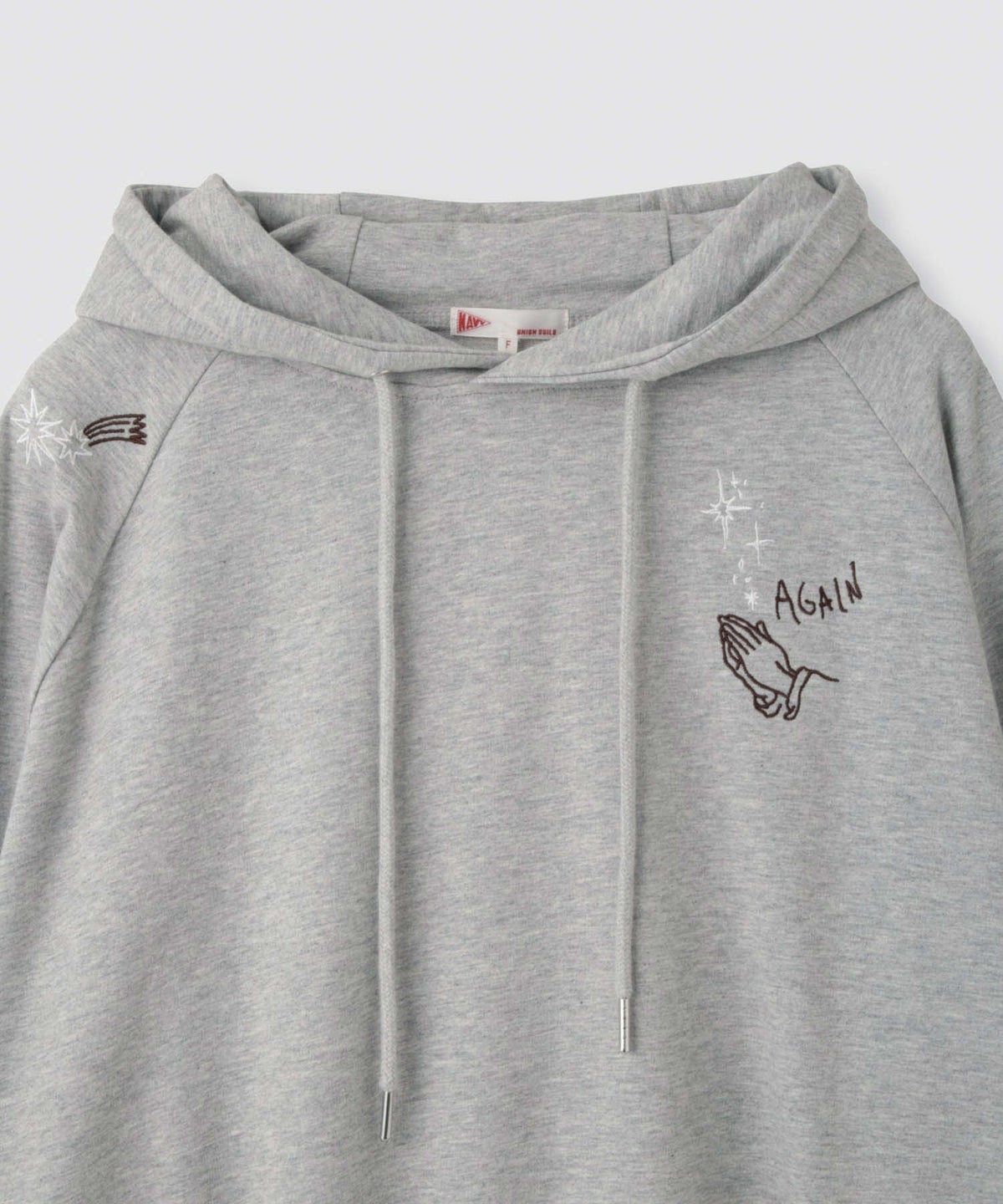 NAVY プルオーバーパーカー 飛び刺繍 コットン ミニ裏毛 ラグラン レディース