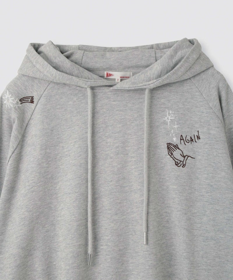 NAVY  プルオーバーパーカー 飛び刺繍 コットン ミニ裏毛 ラグラン レディース商品画像-33