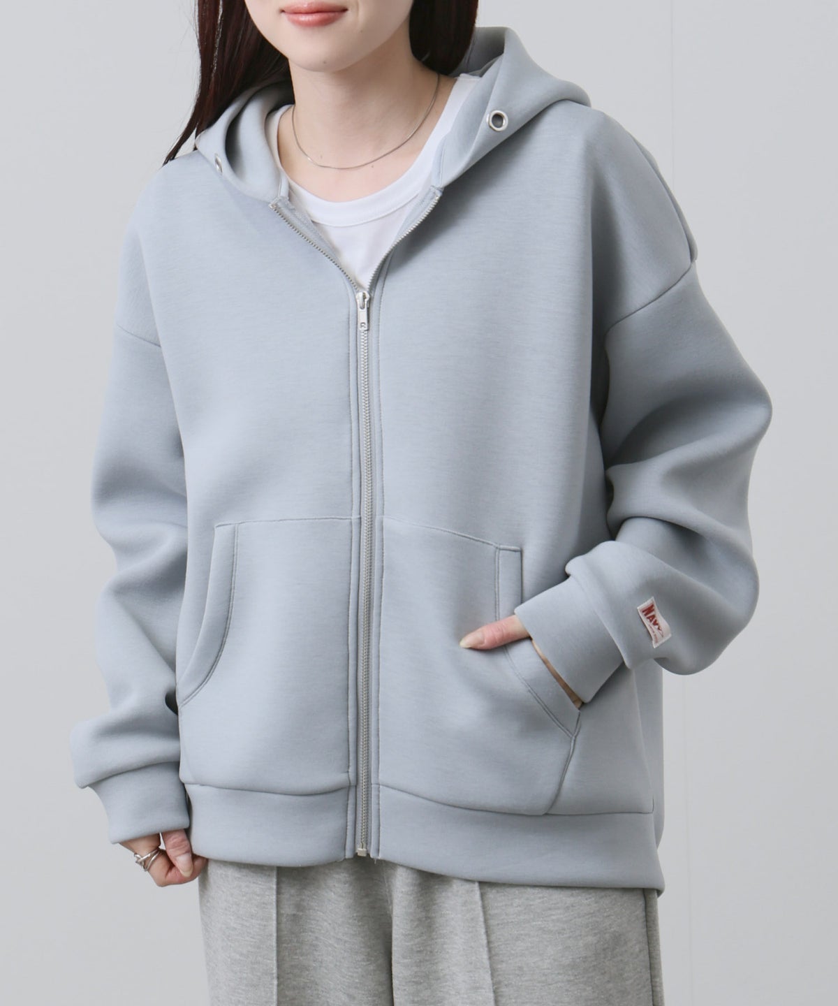 NAVY ダンボール素材ジップパーカー レディース