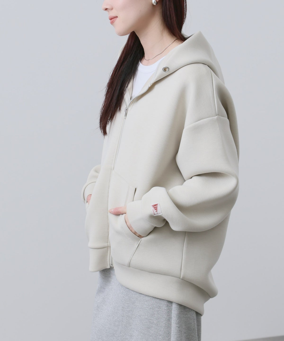 NAVY ダンボール素材ジップパーカー レディース