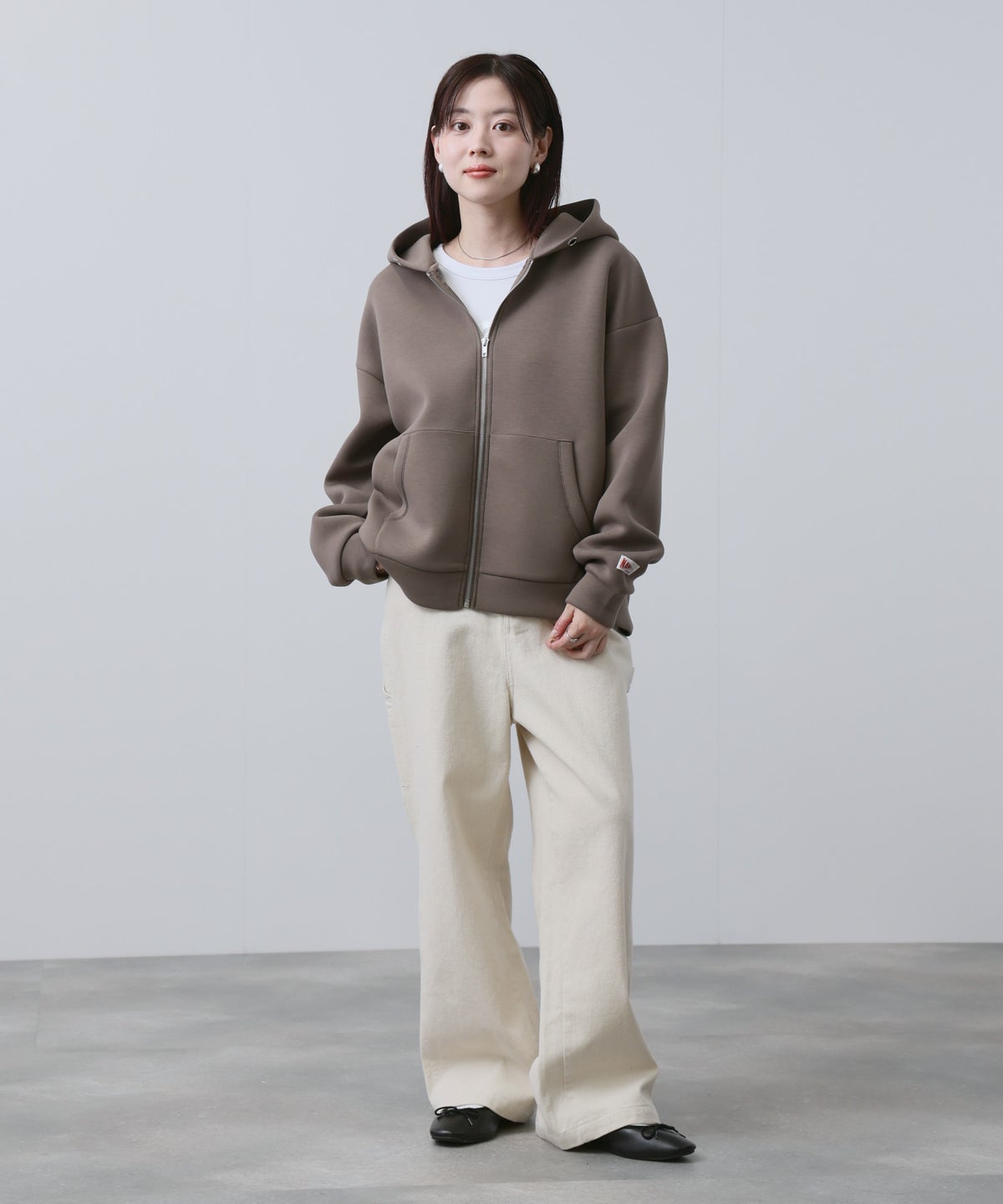 NAVY ダンボール素材ジップパーカー レディース