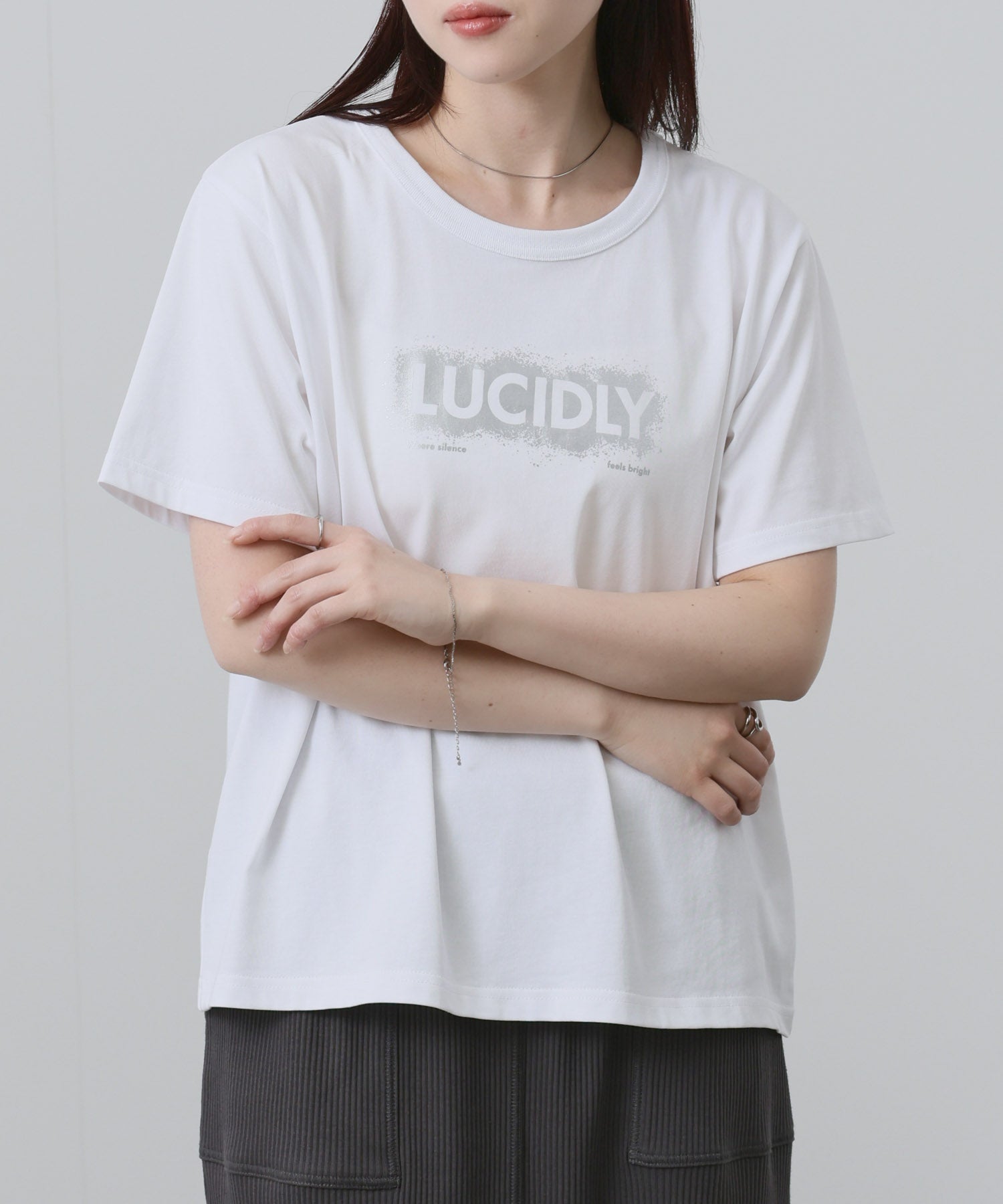 NAVY ベーシックプリントTシャツ レディース