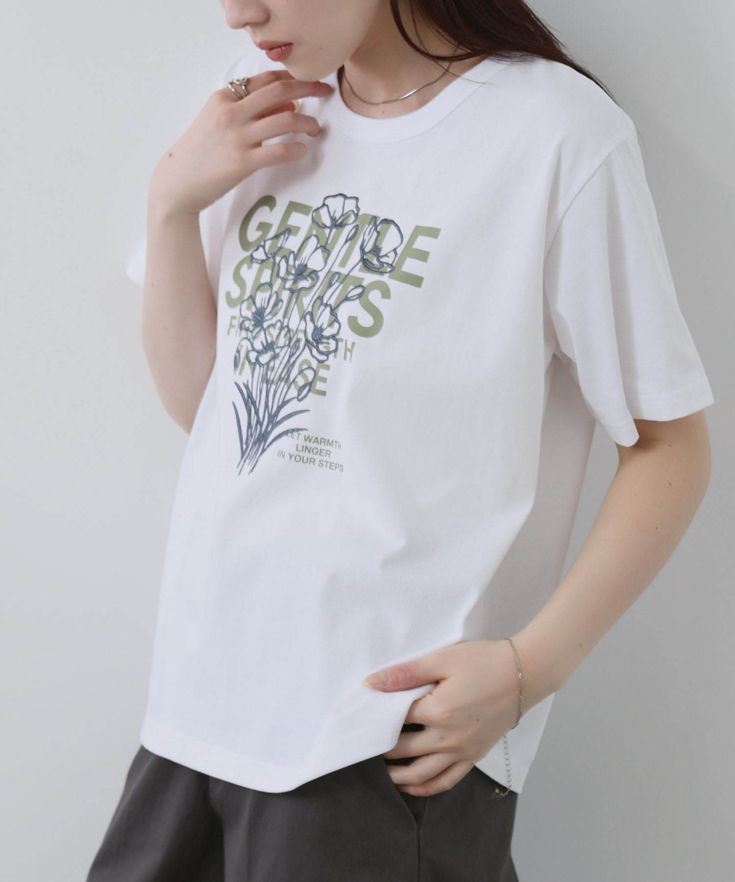 houseonthehillレディースtシャツ NAVY ベーシックプリントTシャツ レディース