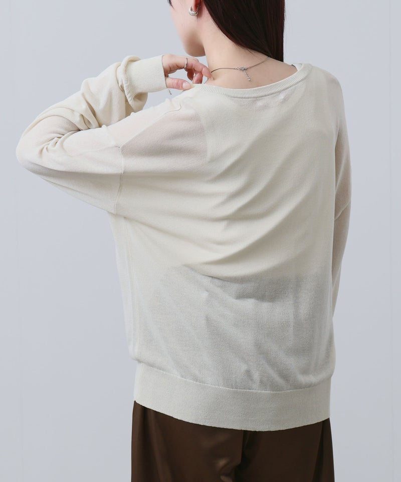 NAVY シアーニットクルーネックカーディガン レディース商品画像-6