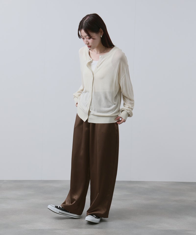 NAVY シアーニットクルーネックカーディガン レディース商品画像-9