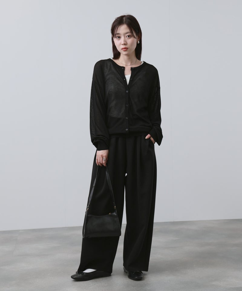 NAVY  シアーニットクルーネックカーディガン レディース商品画像-13