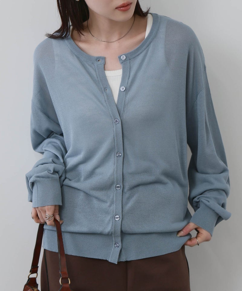 NAVY シアーニットクルーネックカーディガン レディース商品画像-14