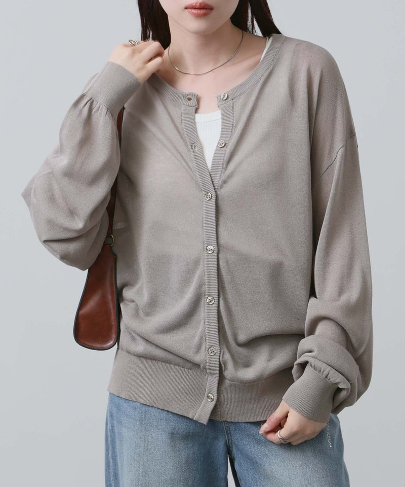 NAVY シアーニットクルーネックカーディガン レディース商品画像-19