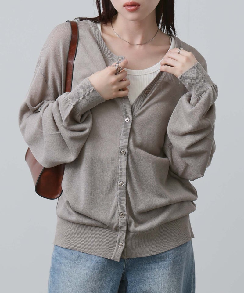 NAVY シアーニットクルーネックカーディガン レディース商品画像-20