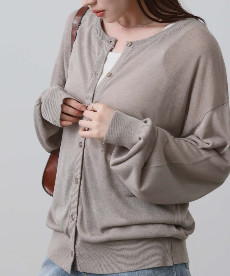 NAVY シアーニットクルーネックカーディガン レディース商品画像-21