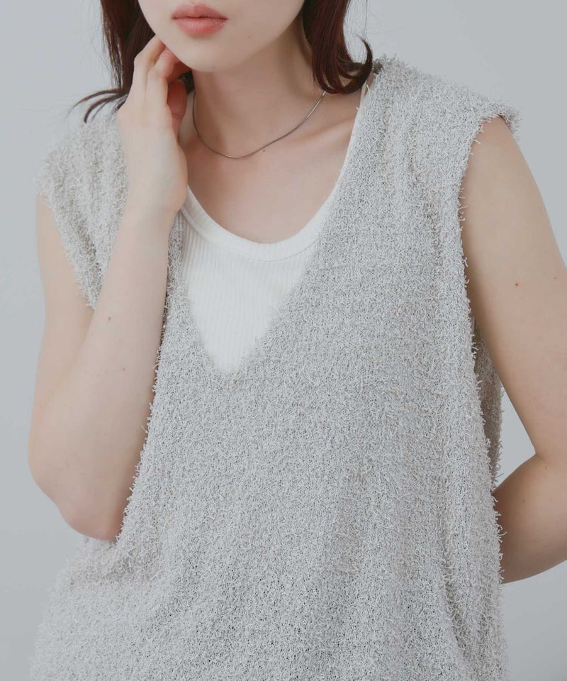 [期間限定価格]Free Nature  テープヤーンVネックニットベスト レディース商品画像-5