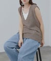 [期間限定価格]Free Nature  テープヤーンVネックニットベスト レディース商品サムネイル-13