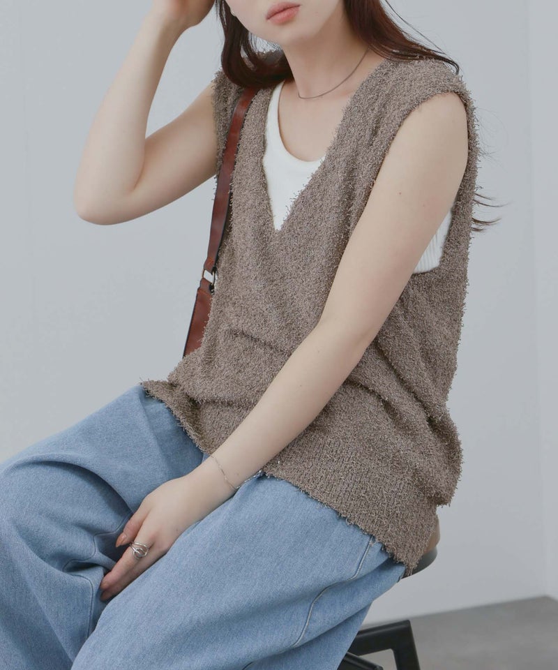 [期間限定価格]Free Nature  テープヤーンVネックニットベスト レディース商品画像-14